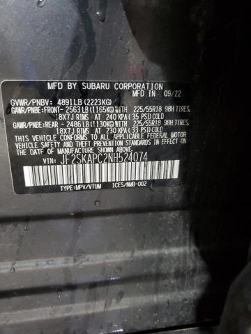 2022 SUBARU FORESTER L JF2SKAPC2NH524074