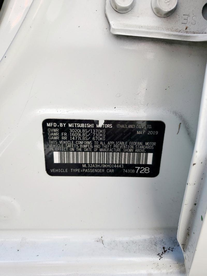2019 MITSUBISHI MIRAGE ES ML32A3HJ9KH014443