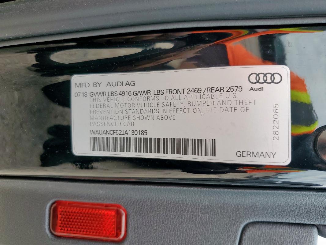 2018 AUDI A5 PREMIUM WAUANCF52JA130185