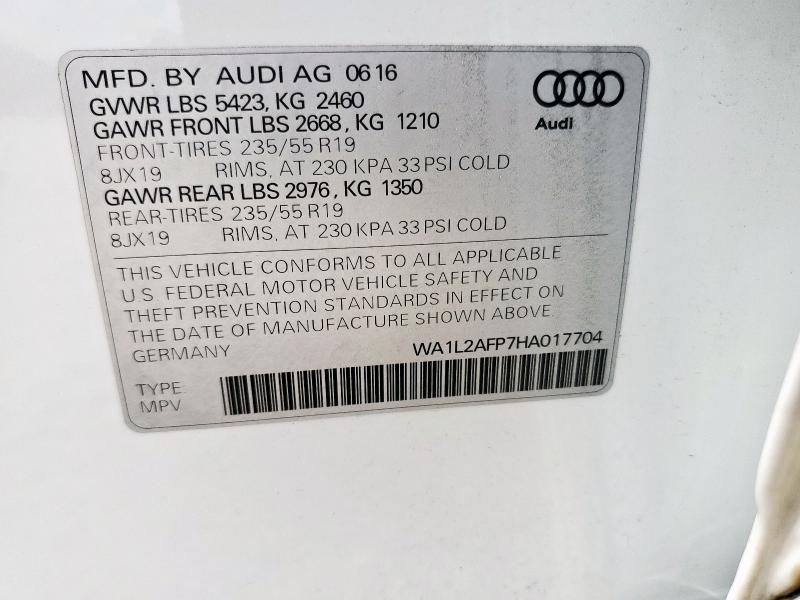 2017 AUDI Q5 PREMIUM - WA1L2AFP7HA017704