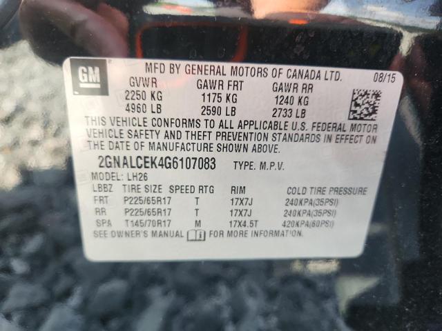 2016 CHEVROLET EQUINOX LT 2GNALCEK4G6107083