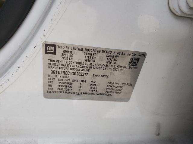 2016 GMC SIERRA K15 3GTU2NEC5GG282217