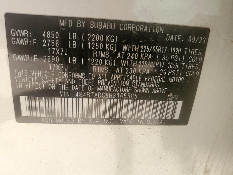 2024 SUBARU OUTBACK PR 4S4BTADC8R3165585