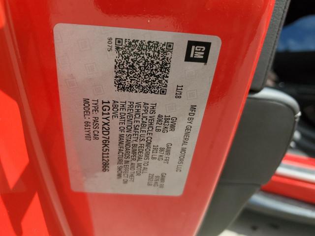 2019 CHEVROLET CORVETTE G 1G1YX2D76K5112866