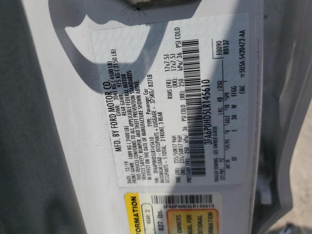 2020 FORD FUSION SE 3FA6P0HD5LR145610