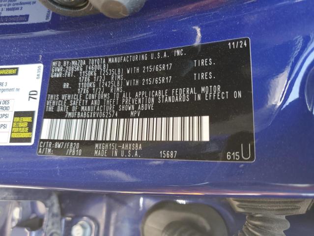2024 TOYOTA COROLLA CR 7MUFBABGXRV062574