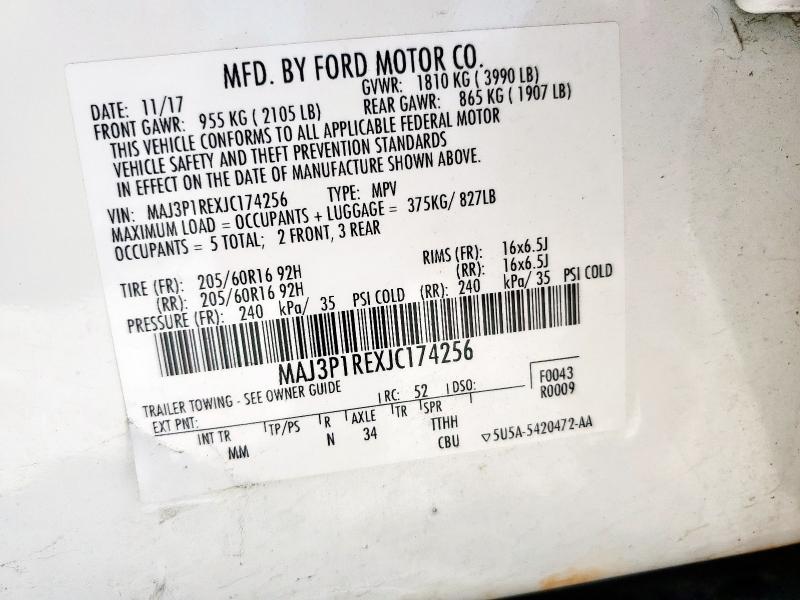 2018 FORD ECOSPORT S MAJ3P1REXJC174256