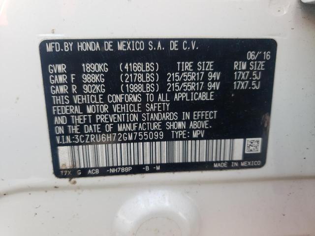 2016 HONDA HR-V EXL 3CZRU6H72GM755099