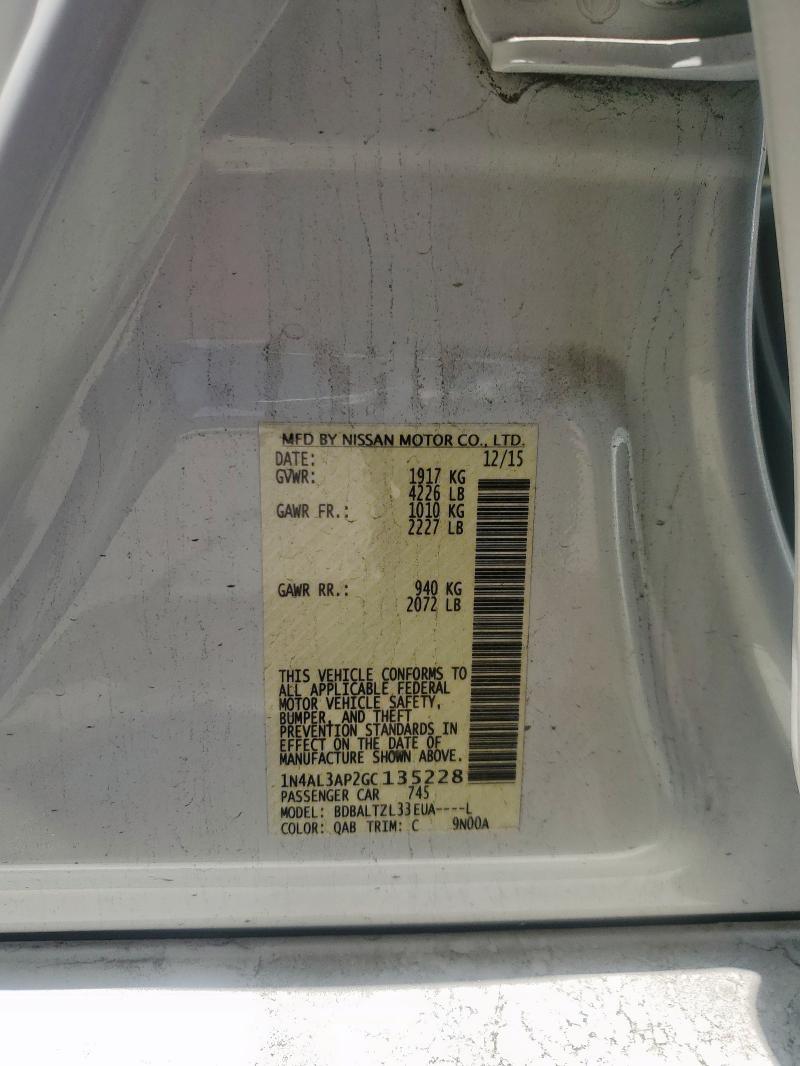 2016 NISSAN ALTIMA 2.5 - 1N4AL3AP2GC135228