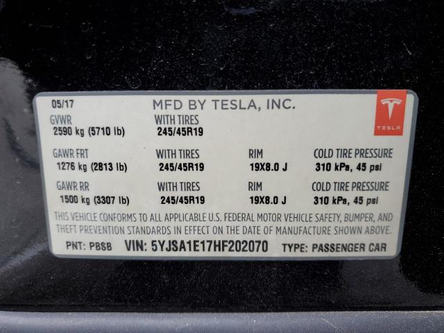 2017 TESLA MODEL S 5YJSA1E17HF202070