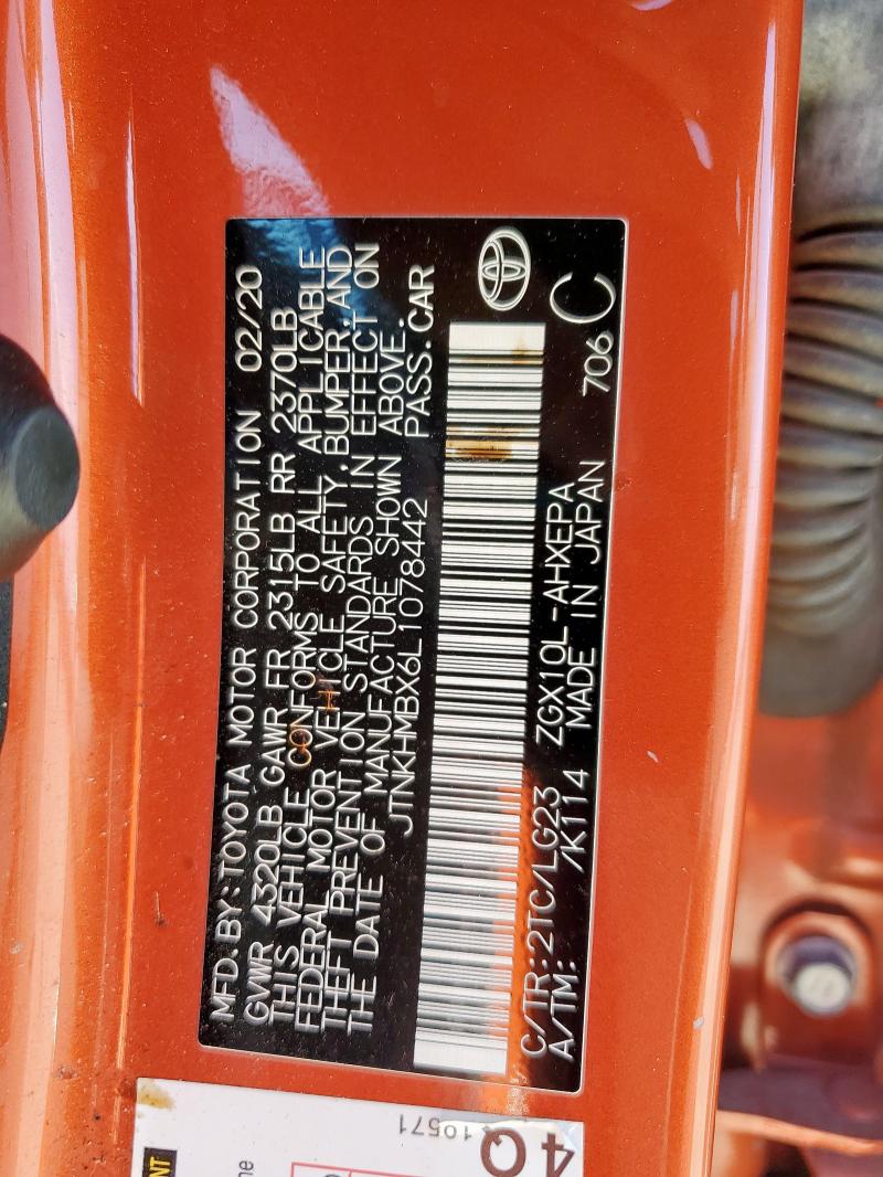 2020 TOYOTA C-HR XLE JTNKHMBX6L1078442