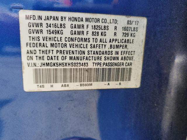 2017 HONDA FIT LX JHMGK5H5XHS023483