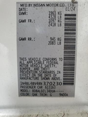 2024 NISSAN ALTIMA S 1N4BL4BV4RN370230