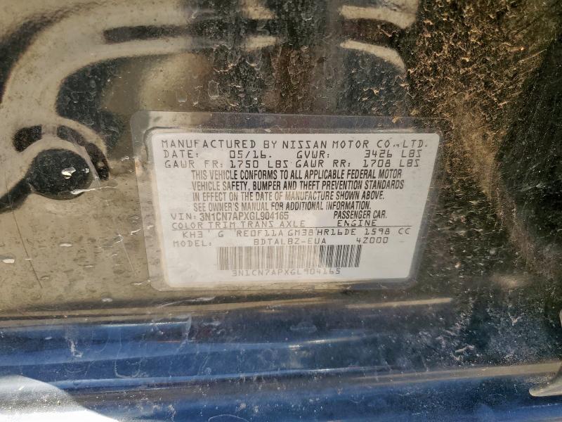 2016 NISSAN VERSA S - 3N1CN7APXGL904165