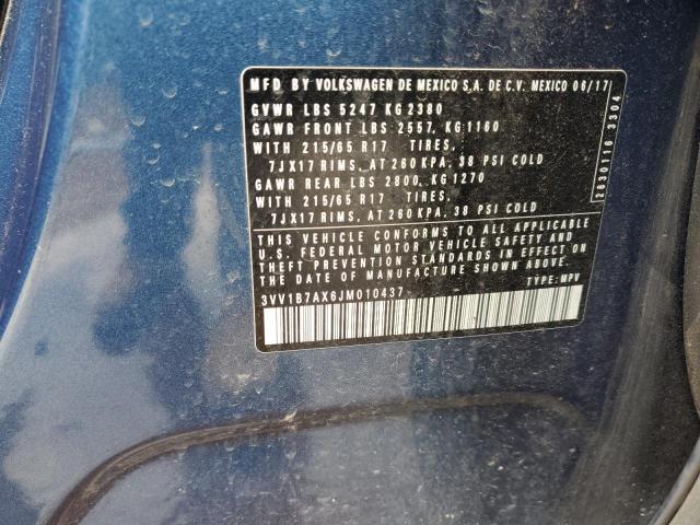 2018 VOLKSWAGEN TIGUAN S 3VV1B7AX6JM010437