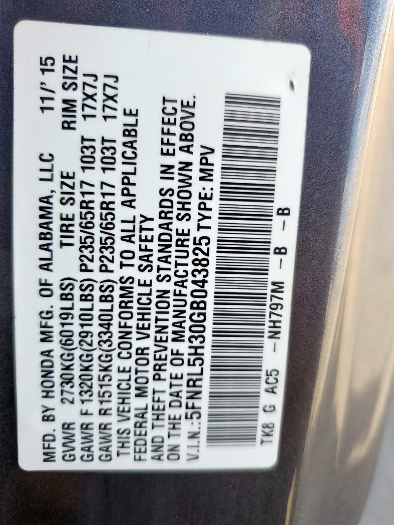 2016 HONDA ODYSSEY SE 5FNRL5H30GB043825