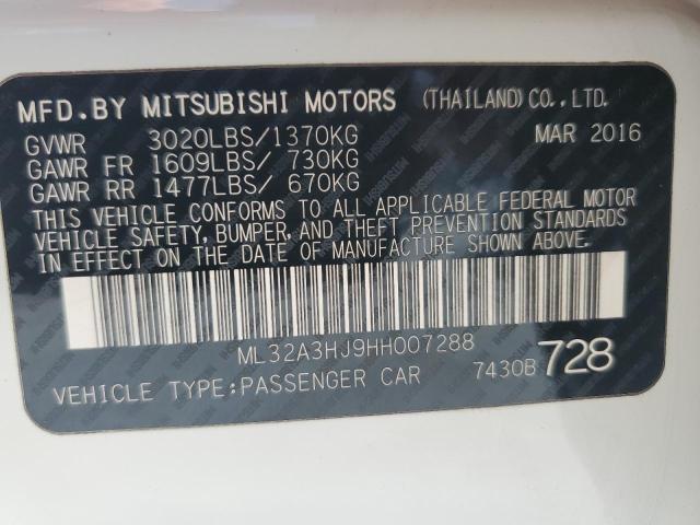 2017 MITSUBISHI MIRAGE ES ML32A3HJ9HH007288