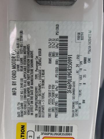 2016 FORD FUSION SE HYBRID 3FA6P0LU9GR350991