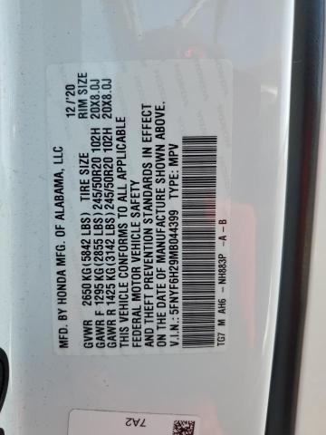 2021 HONDA PILOT SE 5FNYF6H29MB044399