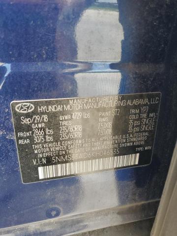 2019 HYUNDAI SANTA FE S 5NMS33AD6KH046535