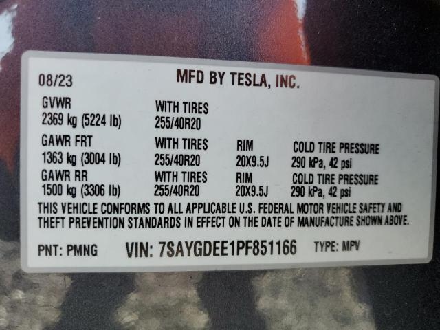 2023 TESLA MODEL Y 7SAYGDEE1PF851166