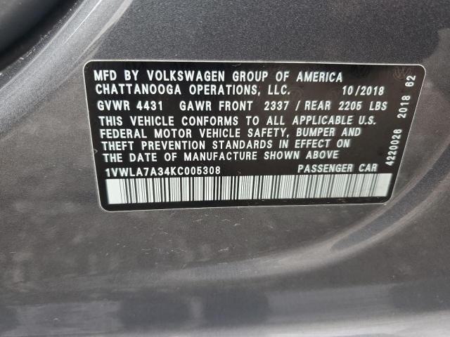 2019 VOLKSWAGEN PASSAT WOL 1VWLA7A34KC005308