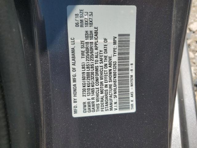 2019 HONDA ODYSSEY TOURING 5FNRL6H87KB013263