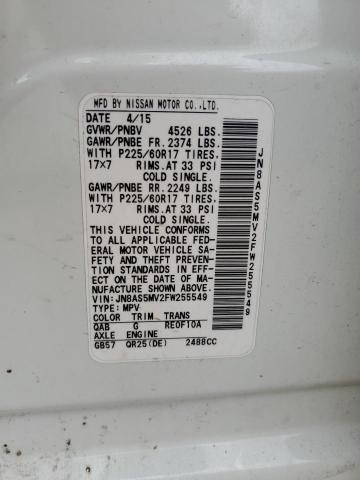 2015 NISSAN ROGUE SELE JN8AS5MV2FW255549