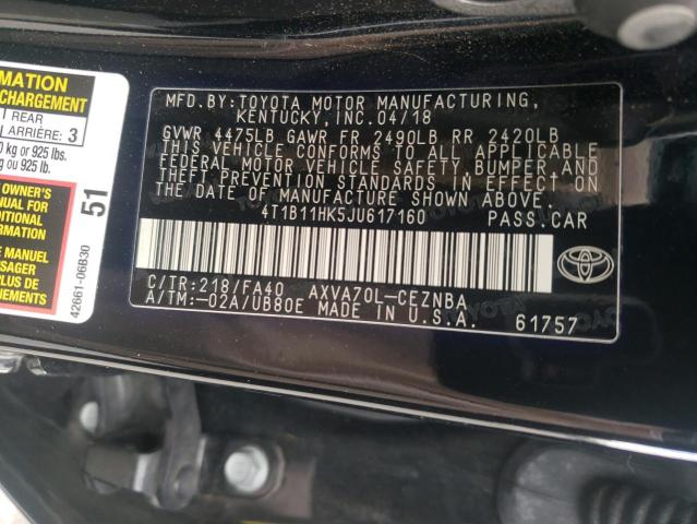 2018 TOYOTA CAMRY L 4T1B11HK5JU617160