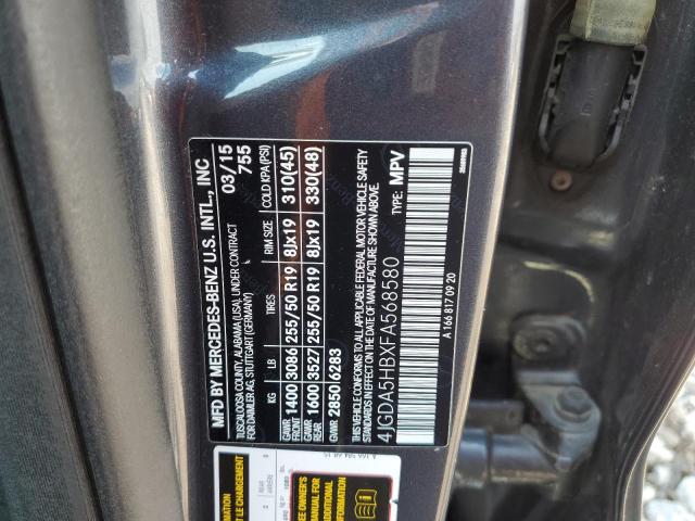 2015 MERCEDES-BENZ ML 350 4MA 4JGDA5HBXFA568580