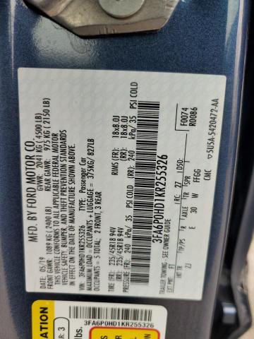2019 FORD FUSION SE 3FA6P0HD1KR255326
