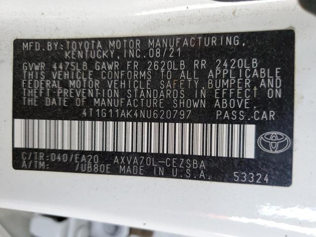 2022 TOYOTA CAMRY SE 4T1G11AK4NU620797