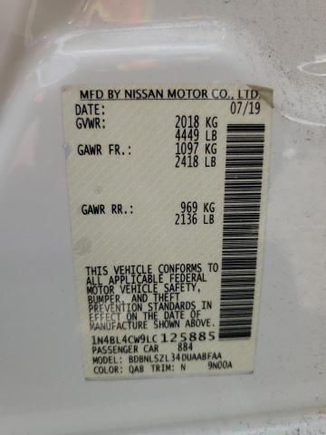 2020 NISSAN ALTIMA SR 1N4BL4CW9LC125885