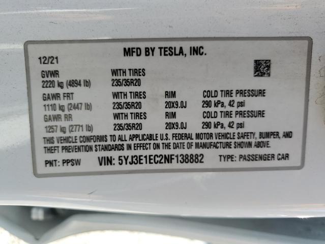 2022 TESLA MODEL 3 5YJ3E1EC2NF138882