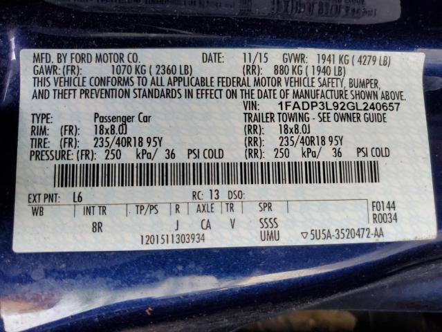 2016 FORD FOCUS ST 1FADP3L92GL240657