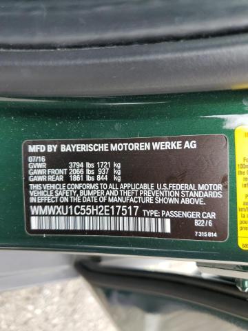 2017 MINI COOPER WMWXU1C55H2E17517