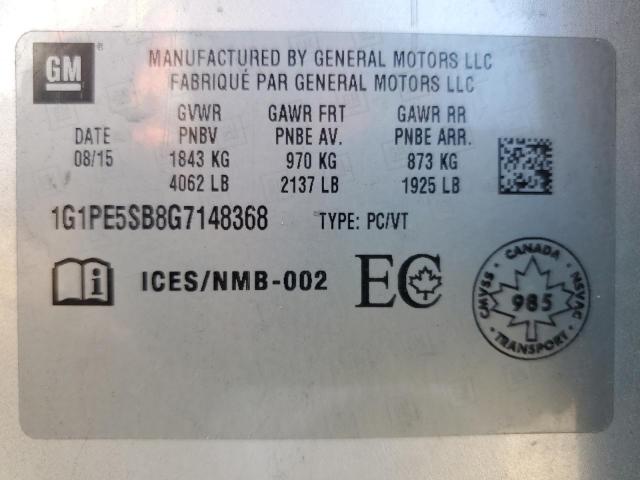 2016 CHEVROLET CRUZE LIMI 1G1PE5SB8G7148368