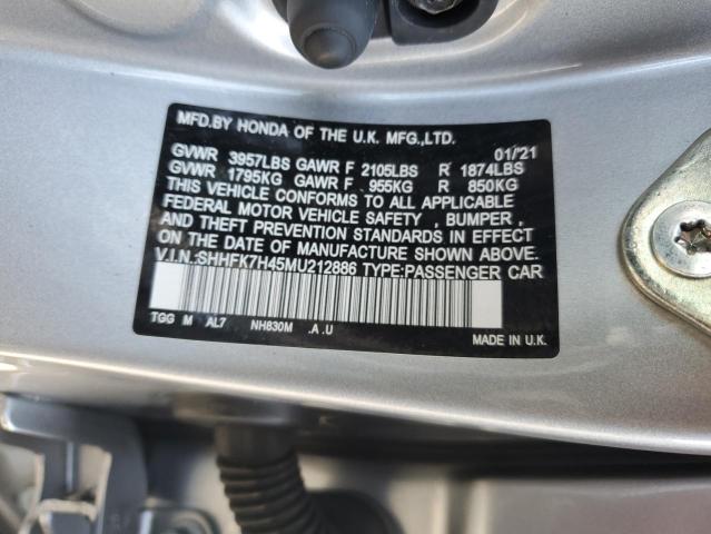 2021 HONDA CIVIC SPOR - SHHFK7H45MU212886