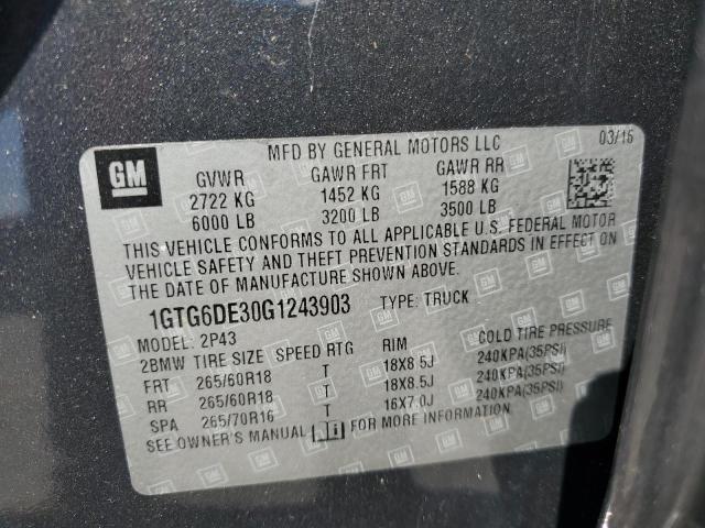 2016 GMC CANYON SLT 1GTG6DE30G1243903