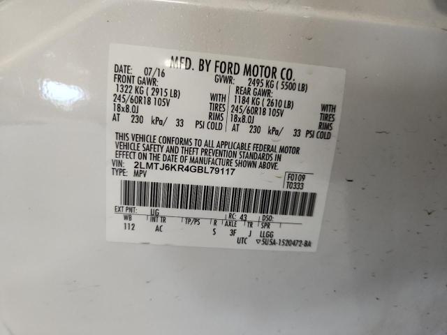 2016 LINCOLN MKX SELECT 2LMTJ6KR4GBL79117