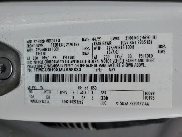 2021 FORD ESCAPE SEL - 1FMCU9H9XMUA58880