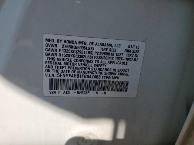 2015 HONDA PILOT TOUR 5FNYF4H91FB047463
