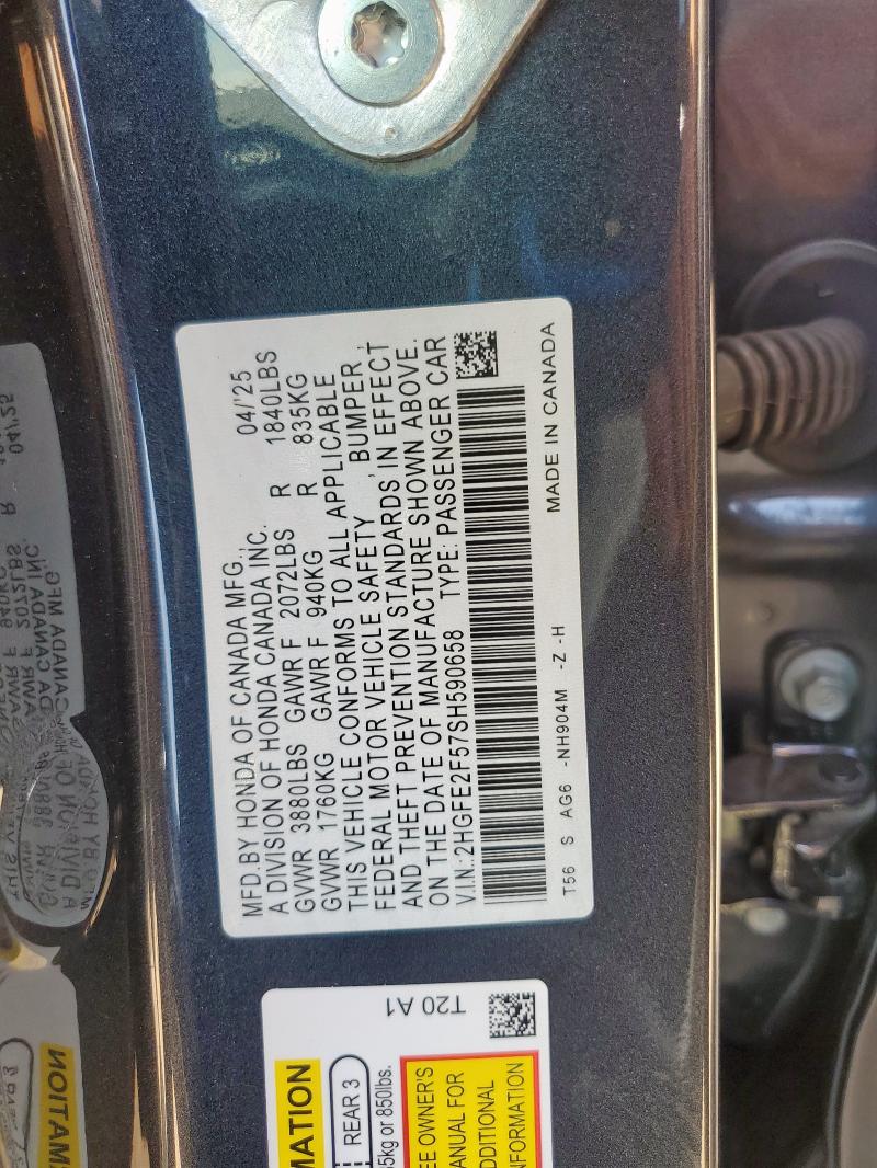 2025 HONDA CIVIC SPOR 2HGFE2F57SH590658