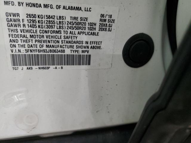 2018 HONDA PILOT TOUR 5FNYF6H93JB063488