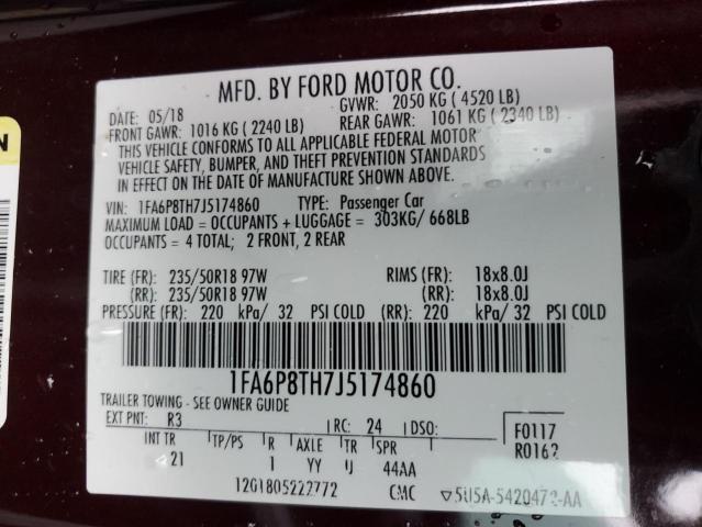 2018 FORD MUSTANG - 1FA6P8TH7J5174860