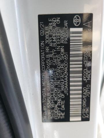 2021 TOYOTA MIRAI XLE JTDAAAAA2MA001651