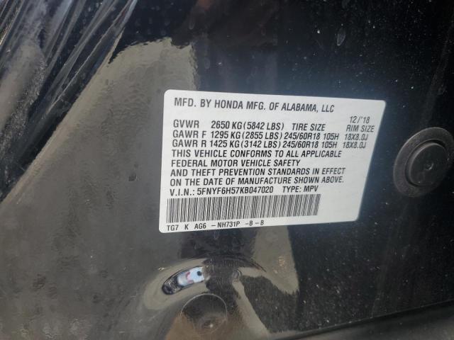 2019 HONDA PILOT EXL 5FNYF6H57KB047020