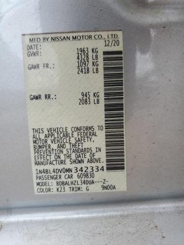 2021 NISSAN ALTIMA SV 1N4BL4DV0MN342334