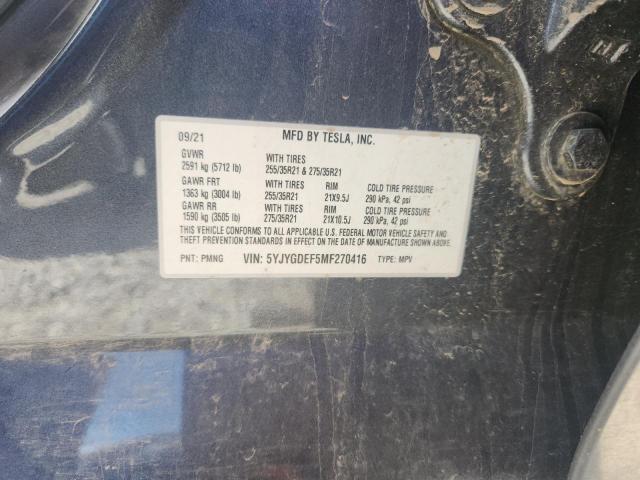 2021 TESLA MODEL Y 5YJYGDEF5MF270416