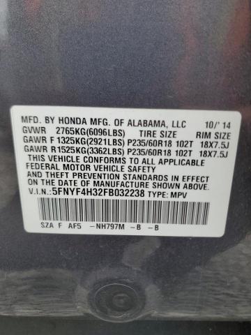2015 HONDA PILOT SE 5FNYF4H32FB032238